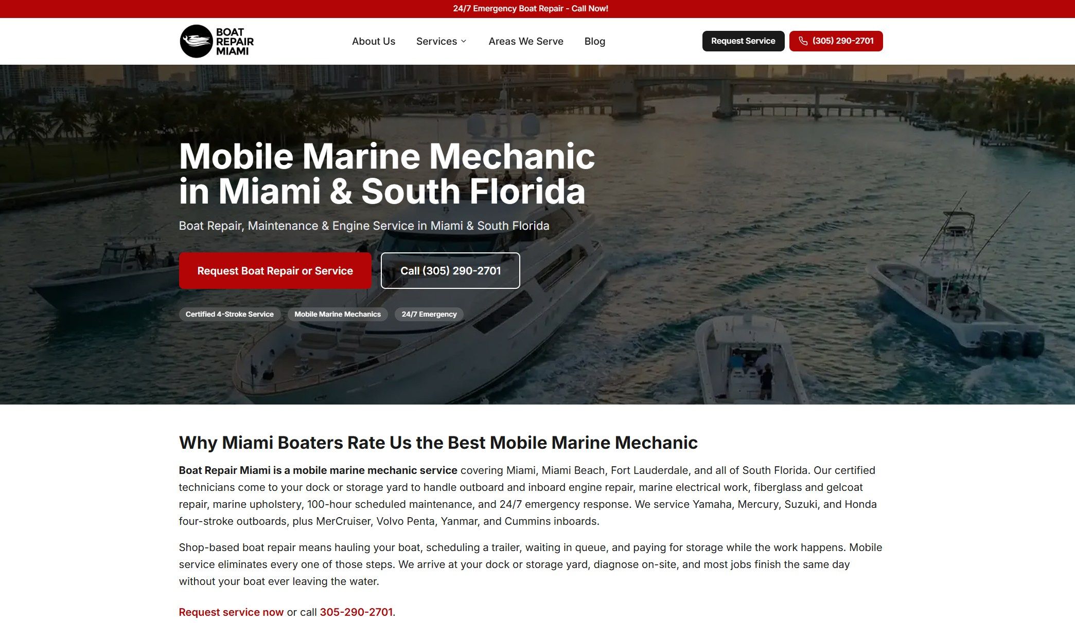 Case 01 homepage for boatrepairmiamifl.com